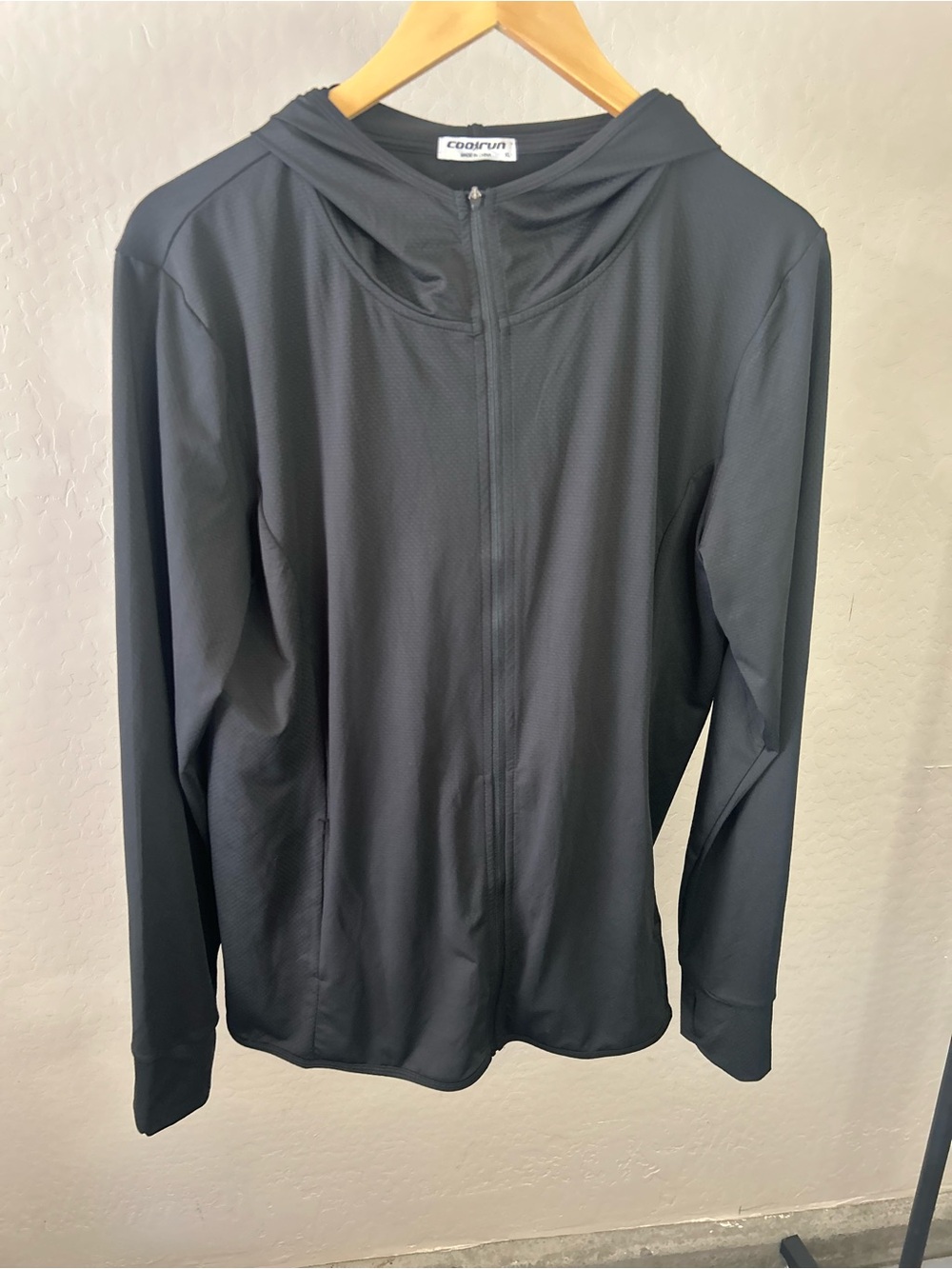 CoolRun XL Black Full Zip Hooded Active Jacket Lightweight Performance